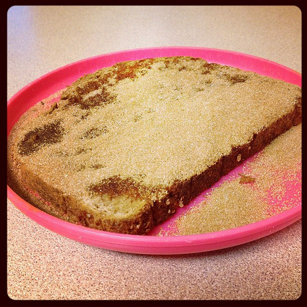 When 4-year-olds make their own cinnamon sugar toast.